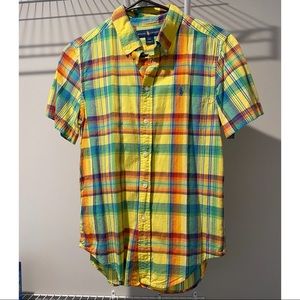 Ralph Lauren Boy’s Yellow Multicolor Plaid Short Sleeve Button Up
